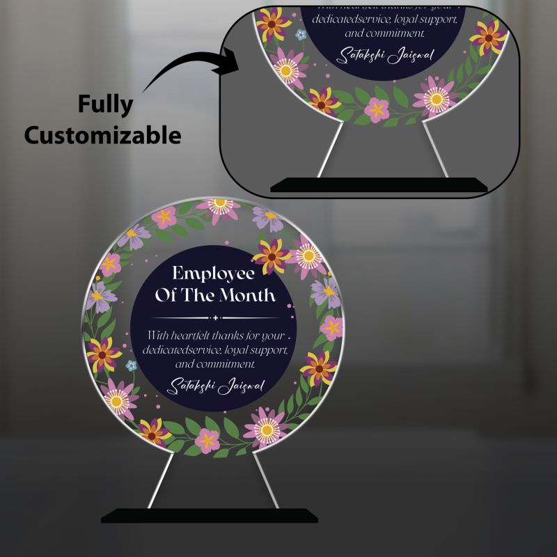 Personalized Employee of the Month Award Custom Acrylic Trophy for Staff Appreciation & Corporate Recognition Thankyou Gift For Employee